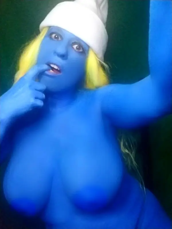 Smurfette Nude Bodypaint Cosplay